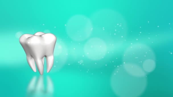 Modelo Dente Canto Branco Screensaver Dental Médica Loop Animado Fundo — Vídeo de Stock