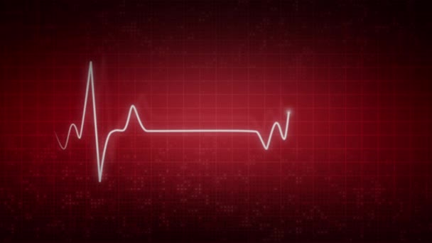 Exibição Linha Pulso Monitor Tela Médica Com Fundo Vermelho Loop — Vídeo de Stock
