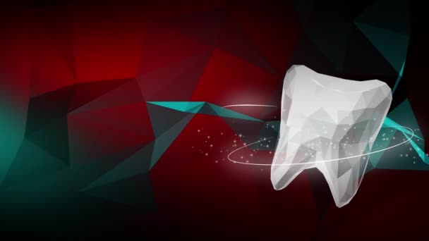 Modello Poligonale Dente Simbolo Dentale Sfondo Basso Poli Triangoli Animazione — Video Stock
