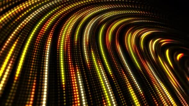 Wzór Świecących Wygiętych Neonów Szybki Ruch Migotanie Żółtej Diody Led — Wideo stockowe