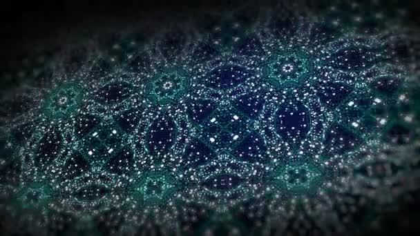 Абстрактный Узор Синих Зеленых Тонах Циклическая Анимация Крошечных Точек Цветочный — стоковое видео
