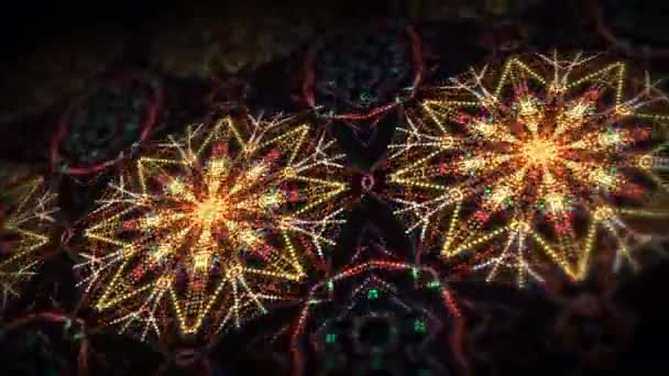 Kaleidoszkóp Nagy Sárga Absztrakt Virág Alakú Dísz Lassú Mozgása Ünnepi — Stock videók