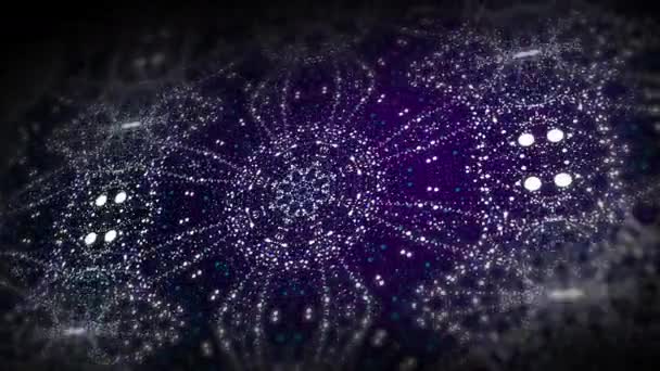 Kalejdoskop Kwiatowy Małych Fioletowo Białych Kropek Streszczenie Animacji Pętli Lustrzanej — Wideo stockowe