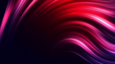 Renkli soyut kıvrımlı kırmızı akış. Karanlık bir arka planda kıvrımlı parlak çizgiler. Döngülü canlandırma.