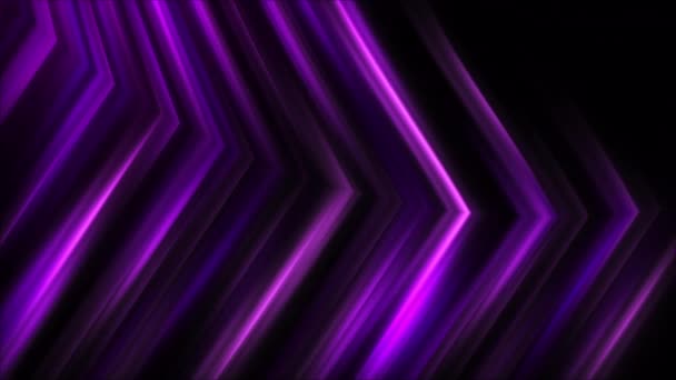 Lignes Flèches Violettes Incandescentes Avec Direction Mouvement Fond Noir Animé — Video