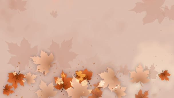 Декоративный Осенний Пастельный Фон Анимированными Падающими Кленовыми Листьями Абстрактная Зацикленная — стоковое видео