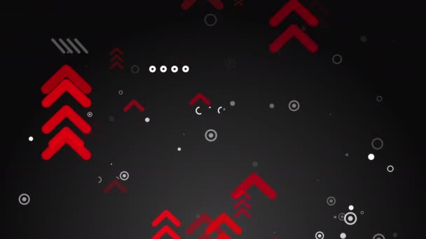 Piros Nyilak Felfelé Irányuló Mozgása Fekete Alapon Geometriai Formák Körkörös — Stock videók