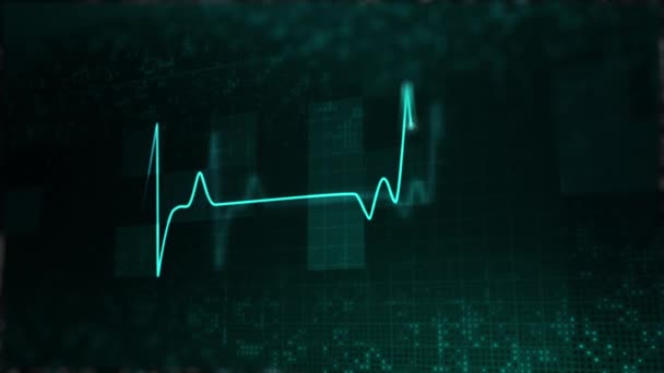 Fundo Médico Abstrato Verde Escuro Com Brilhante Diagrama Batimento Cardíaco — Vídeo de Stock