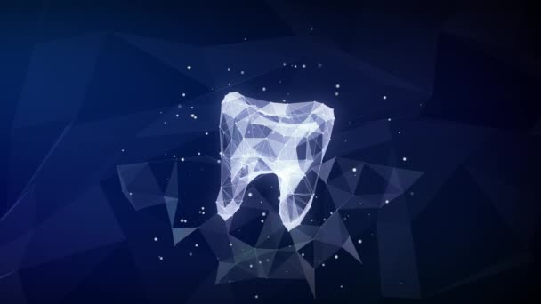 Wielokątna Siatka Zęba Niebieskim Abstrakcyjnym Tle Medycznym Profesjonalna Abstrakcyjna Animacja — Wideo stockowe