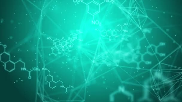 Formula Molecolare Strutturale Chimica Astratto Background Educazione Scientifica Verde Con — Video Stock