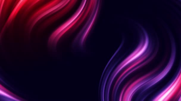 Стильная Абстрактная Анимация Цветных Изогнутых Красных Фиолетовых Волн Неоновые Светящиеся — стоковое видео