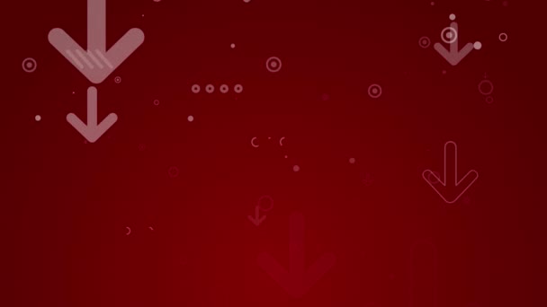 Czerwone Animowane Tło Strzałkami Skierowanymi Dół Streszczenie Ruchu Kształtów Geometrycznych — Wideo stockowe