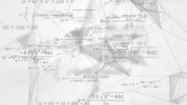 공식과 숫자를 과학적인 수학적 추상적인 배경입니다 회전하는 플렉서스 반복된 애니메이션 — 비디오