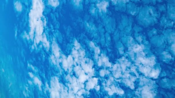 Dikey Video Mavi Gökyüzünde Küçük Beyaz Kümülüs Bulutları Bulutların Hızlı — Stok video
