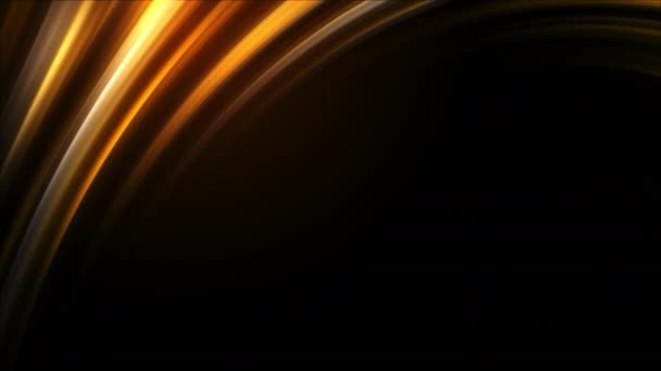 色彩艳丽的金线背景芥末色3D抽象风格 曲线光环框黑色背景 — 图库视频影像