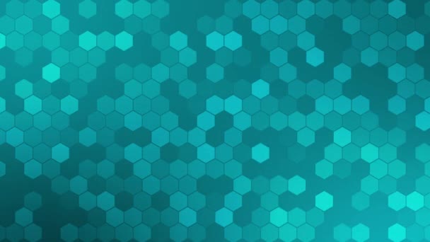Футуристическая Абстрактная Мозаика Шестиугольных Форм Циклический Технологический Бирюзовый Фон Сотами — стоковое видео