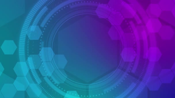 Fundo Futurista Tecnológico Abstrato Com Gradiente Azul Elemento Hud Redondo — Vídeo de Stock