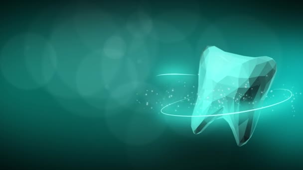 Yeşil Dişler Çokgen Dönüşümlü Diş Modeli Parlayan Küçük Parçacıklardan Oluşan — Stok video