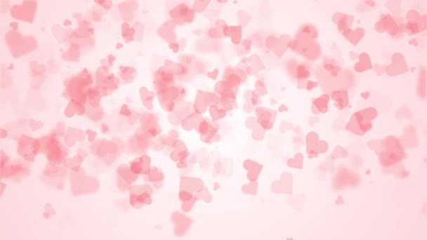Розовый Абстрактный Фон Падающими Сердцами Цикл Праздничной Анимации Размытые Синонимы — стоковое видео