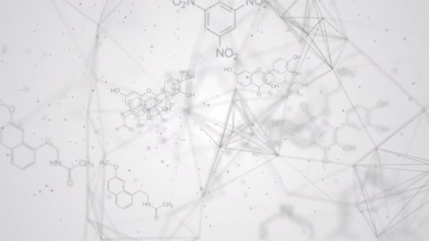 Bewegung Chemischer Strukturmoleküle Abstrakte Verschwommene Wissenschaftliche Bildungsschleife Weißer Hintergrund — Stockvideo