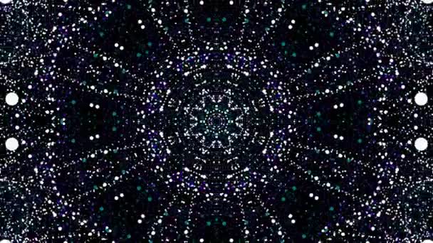 Kaleydoskop Çiçekli Yinelenen Desen Aynalı Mor Beyaz Noktalar Koyu Döngülü — Stok video