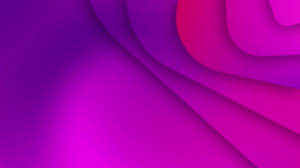 Forma Rosa Curvada Giratoria Abstracta Sobre Fondo Púrpura Estilo Corte — Vídeos de Stock