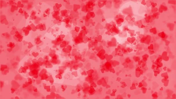 Ніжний Романтичний Абстрактний Фон Повільно Літаючими Червоними Серцями Символами Кохання — стокове відео
