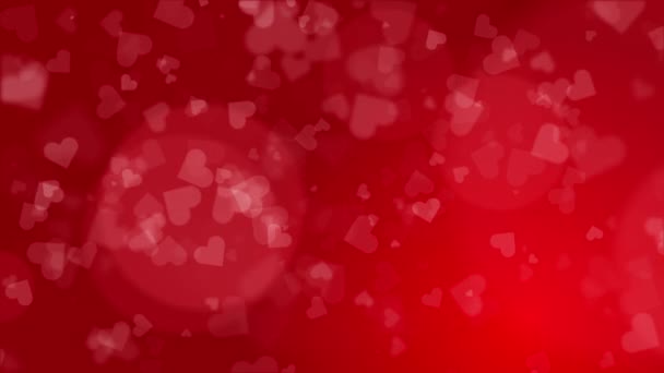 Fond Abstrait Rouge Avec Petits Coeurs Flous Volants Animation Romantique — Video