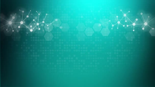 Abstrakt Geometrisk Biologisk Vetenskap Bakgrund Med Struktur Anslutna Molekyler Hexagonmönster — Stockvideo
