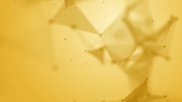 Fundo Poligonal Amarelo Geométrico Com Triângulos Círculos Linhas Plexo Animação — Vídeo de Stock