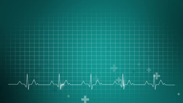 Protetor Tela Fundo Médico Com Grade Linha Cardiograma Batimento Cardíaco — Vídeo de Stock