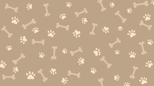 Пастельний Фон Принтом Собачої Лапи Кісткою Циклічний Анімований Зберігач Зоологічних — стокове відео