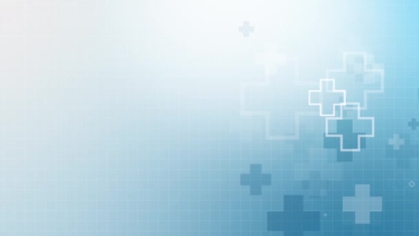 十字架の形をした抽象的な医療ブルーの背景 ヘルスケアシンボルのアニメーション ループモーショングラフィックス コピースペース — ストック動画