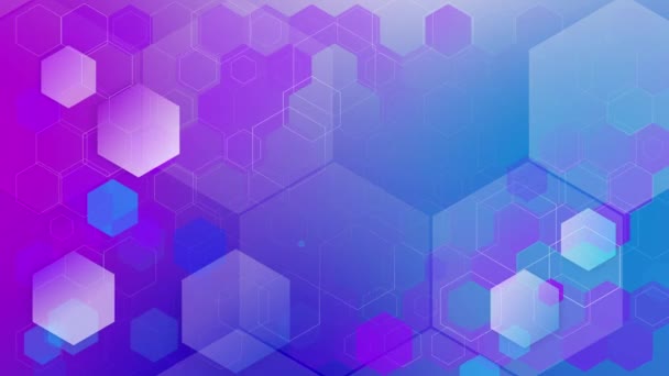 Fondo Geométrico Abstracto Colorido Hexágonos Azules Púrpura Patrón Panal Animación — Vídeos de Stock