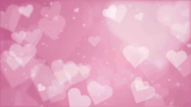 喜欢浪漫的抽象粉红背景 有动画的心和明亮的胸部 环状婚礼动作图形 — 图库视频影像