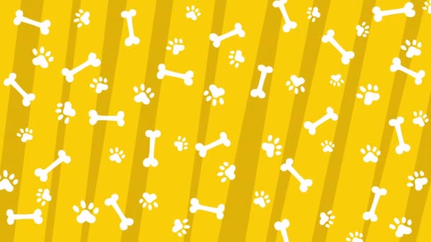 Яскраво Жовтий Акцент Зоологічному Анімаційному Фоні Відбитками Кісток Лап Циклічна — стокове відео