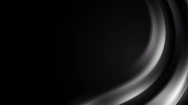 Beyaz parıltılı kavisli siyah çerçeve. Canlandırılmış sıvı akışı. Uzayı kopyala Çemberli soyut hareket grafikleri.