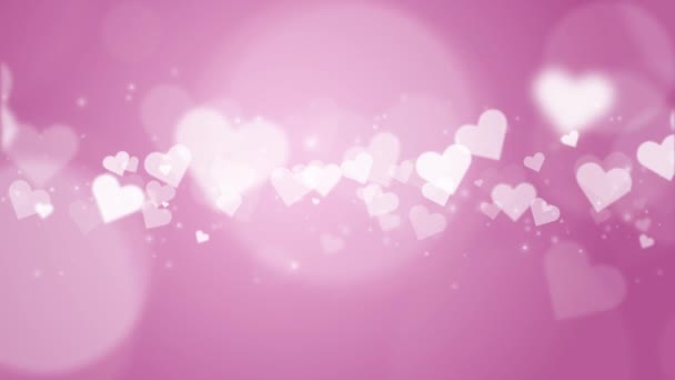 节庆的粉色背景 中间有爱情的心形 模糊圆圆的Bokeh 循环浪漫动画 — 图库视频影像