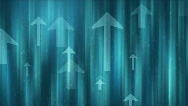 Aufwärtsbewegung Von Pfeilen Und Zahlen Auf Blauem Hintergrund Animation Des — Stockvideo