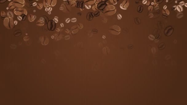 无缝线动画 画咖啡豆从上到下落在褐色柔软的背景上 — 图库视频影像