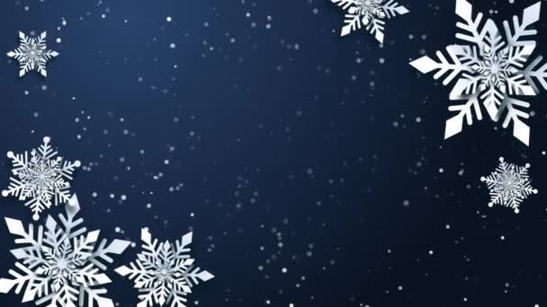 Boże Narodzenie Animator Tapety Dekorowane Płatki Śniegu Papieru Wyciąć Ciemnoniebieskie — Wideo stockowe