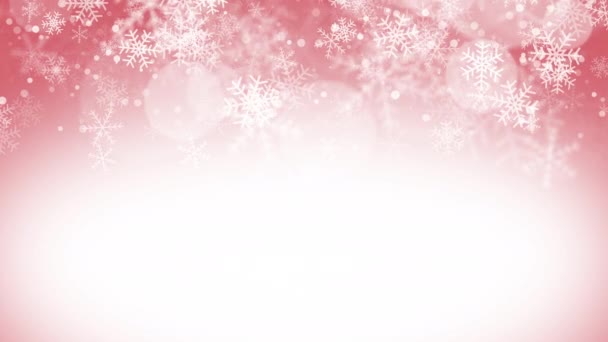 Moldura Rosa Delicada Com Flocos Neve Voadores Espaço Vazio Branco — Vídeo de Stock