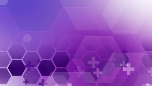 Абстрактный Шестиугольник Здоровый Символ Технология Молекулярное Научное Образование Мягкий Фиолетовый — стоковое видео