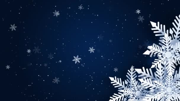 Blanco Papel Navidad Cortar Copos Nieve Con Sombra Sobre Fondo — Vídeo de stock