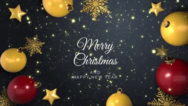 Tło Świąteczne Dla Kartki Okolicznościowej Złoty Ozdoba Ozdoba Christmas Ball — Wideo stockowe