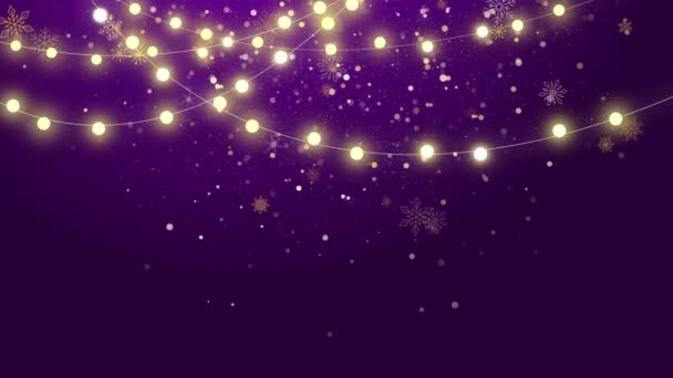 Fond Violet Noël Avec Lumières Flocons Neige Papier Peint Nouvel — Video