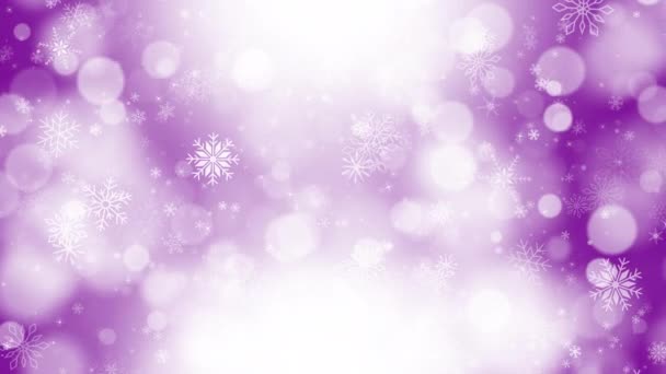 Різдвяний Розмитий Фіолетовий Фон Сніжинками Новорічний Фон Копіювати Простір Анімація — стокове відео