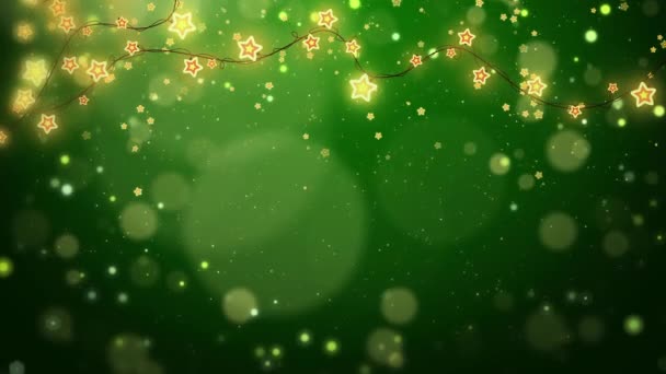 Holiday Illumination Decoration Concept Christmas Garland Bokeh Lights Green Shaded — Stock Video