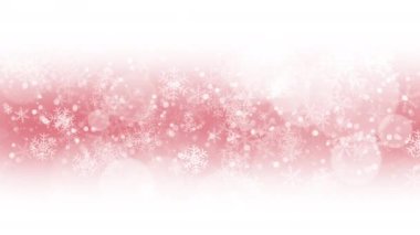 Beyaz kar taneleri ve karla kaplı pembe kış Noel arkaplanı. Bayram hareketi grafiğini döndür.