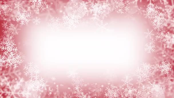 Fond Rouge Hiver Avec Cadre Blanc Flocon Neige Décoration Noël — Video